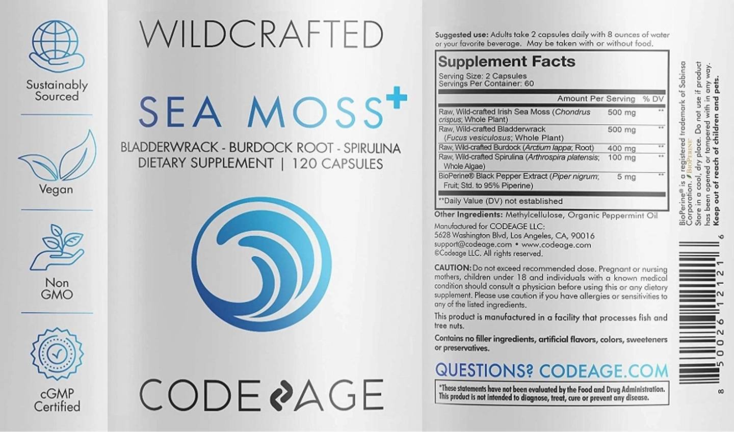 Codeage, Sea Moss label