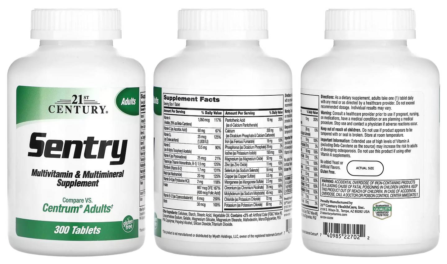 21st Century, Sentry, Adults Multivitamin & Multimineral Supplement packaging