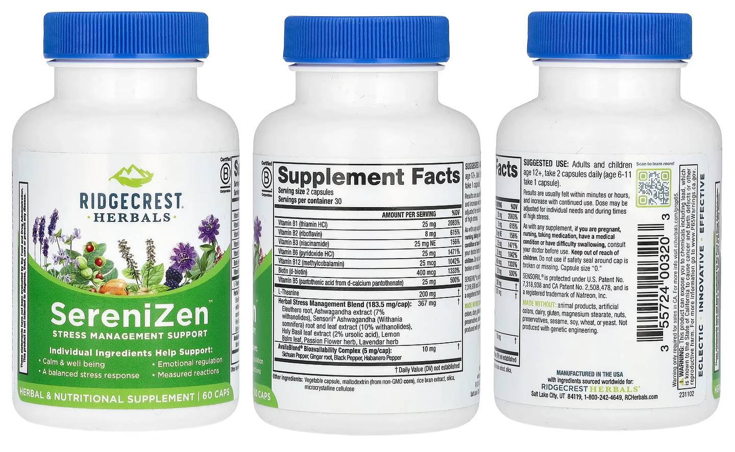 RidgeCrest Herbals, SereniZen packaging