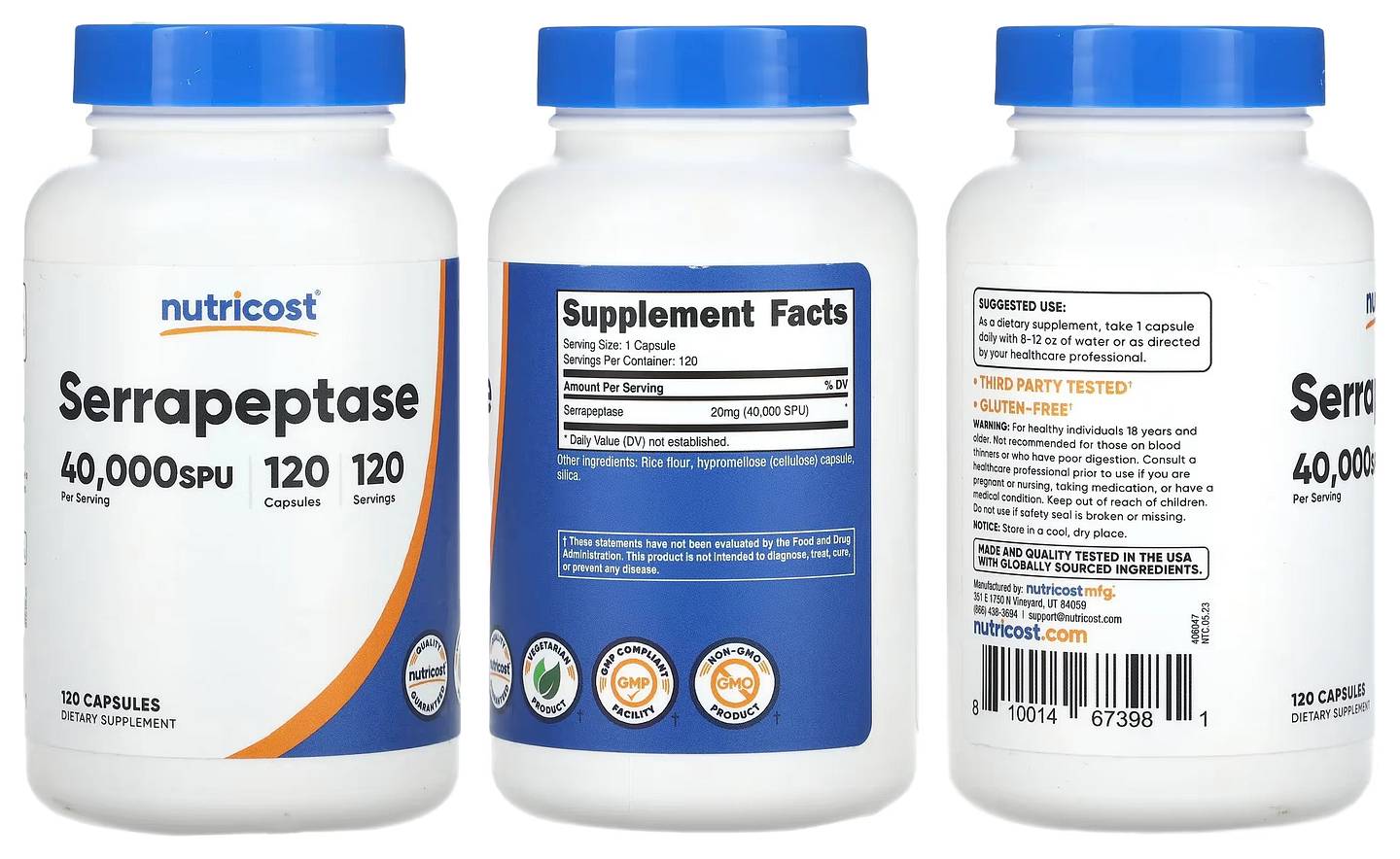 Nutricost, Serrapeptase packaging