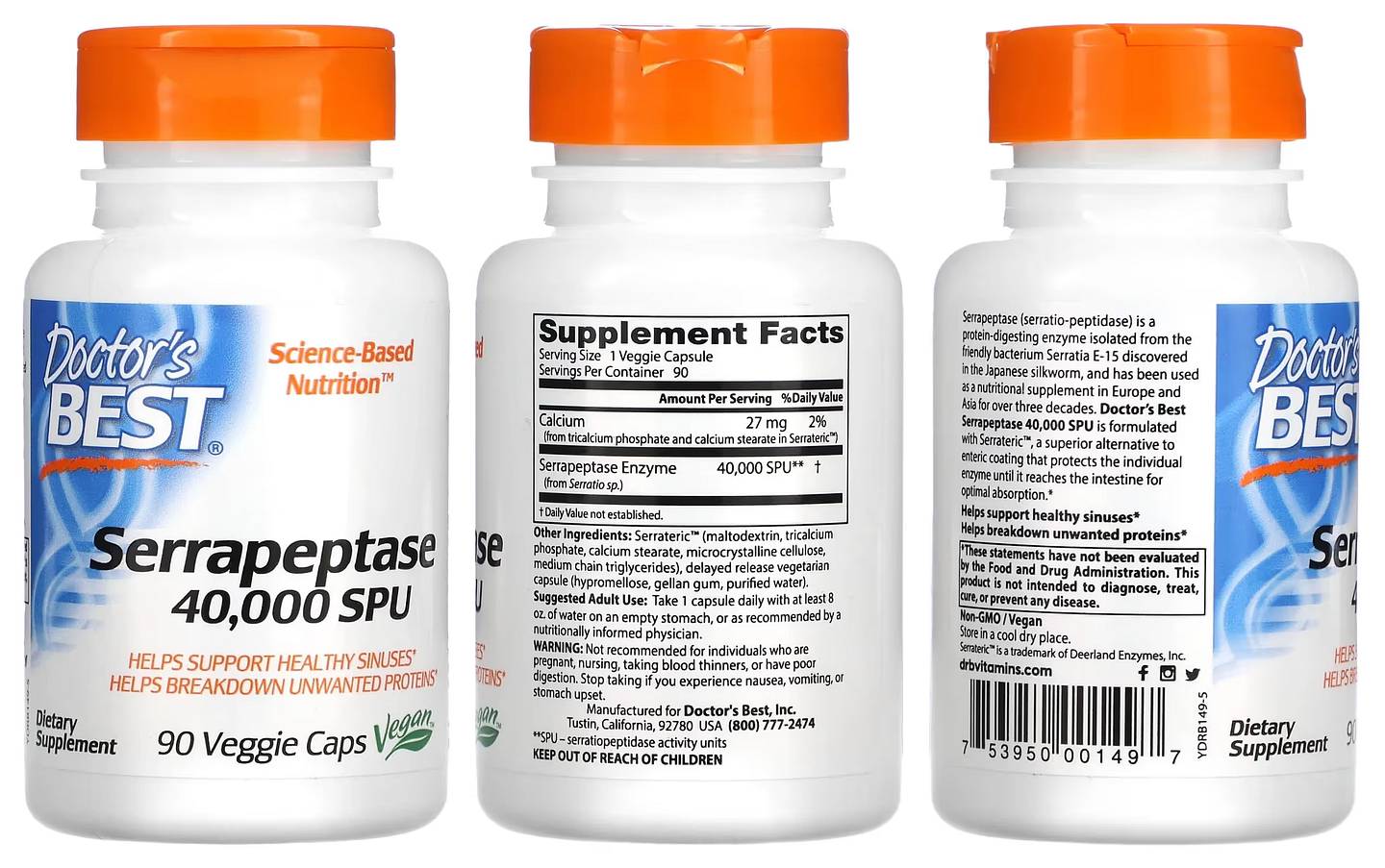 Doctor's Best, Serrapeptase packaging