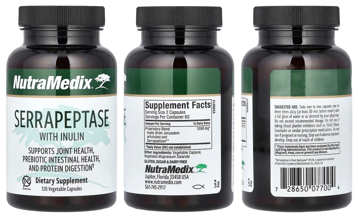 NutraMedix, Serrapeptase with Inulin packaging
