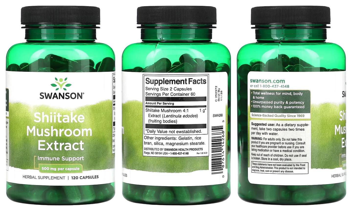 Swanson, Shiitake Mushroom Extract packaging