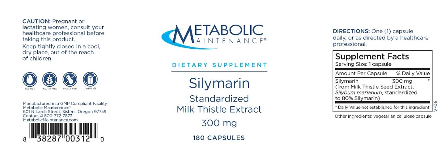 Metabolic Maintenance, Silymarin label