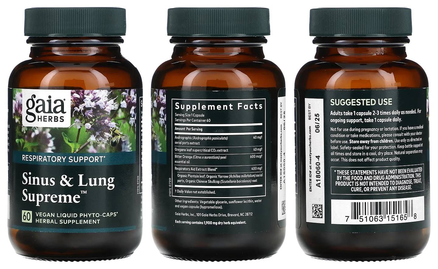 Gaia Herbs, Sinus & Lung Supreme packaging