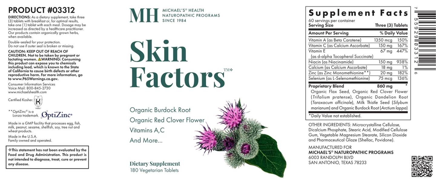 Michael's Naturopathic, Skin Factors label