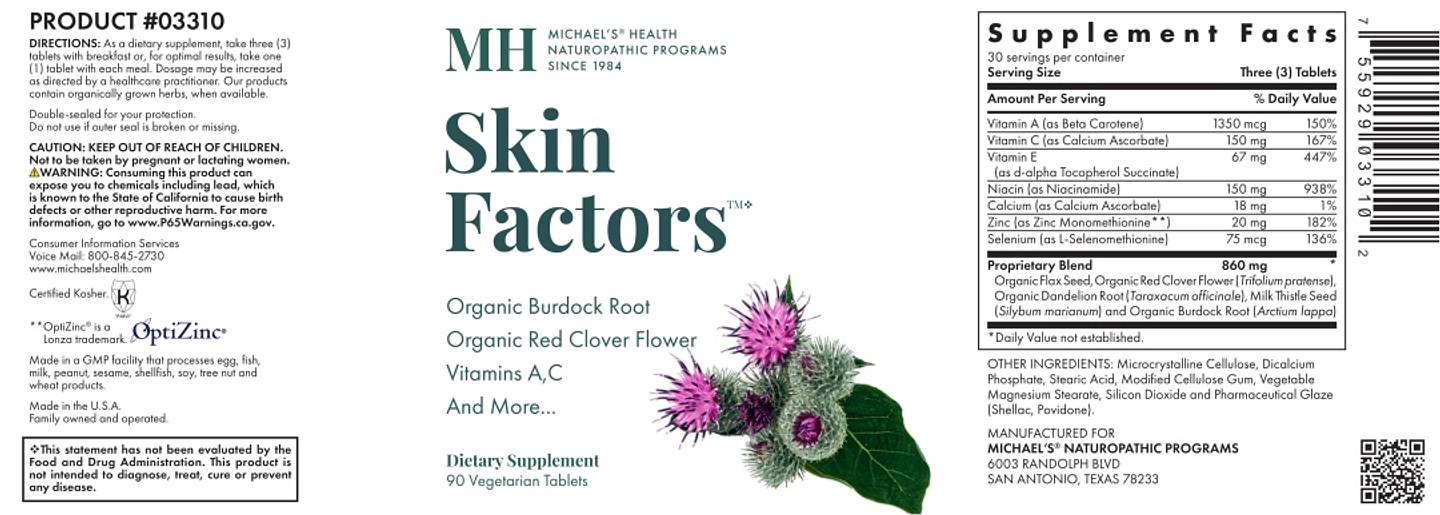 Michael's Naturopathic, Skin Factors label