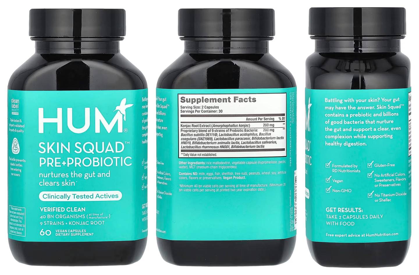 HUM Nutrition, Skin Squad Pre + Probiotic packaging