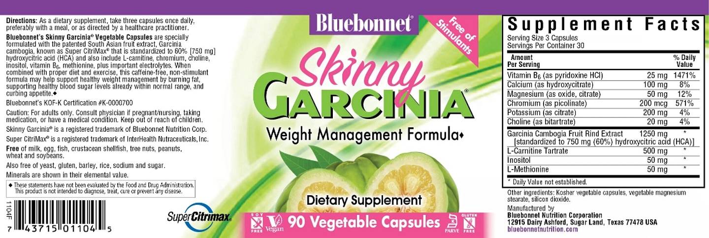 Bluebonnet Nutrition, Skinny Garcinia label