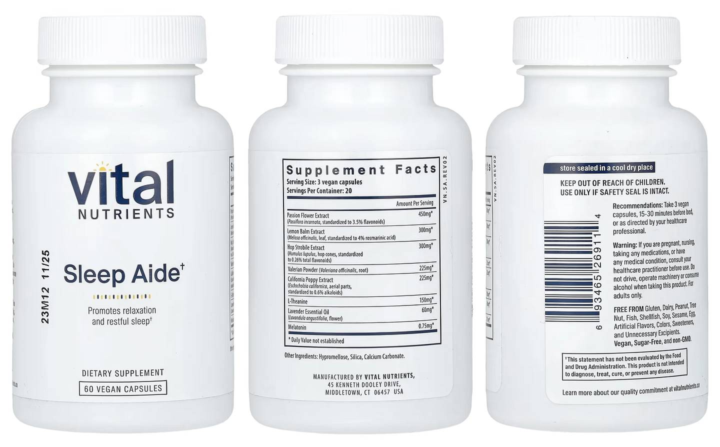 Vital Nutrients, Sleep Aide packaging