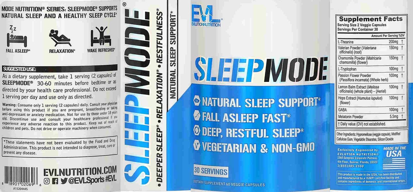 EVLution Nutrition, SleepMode label