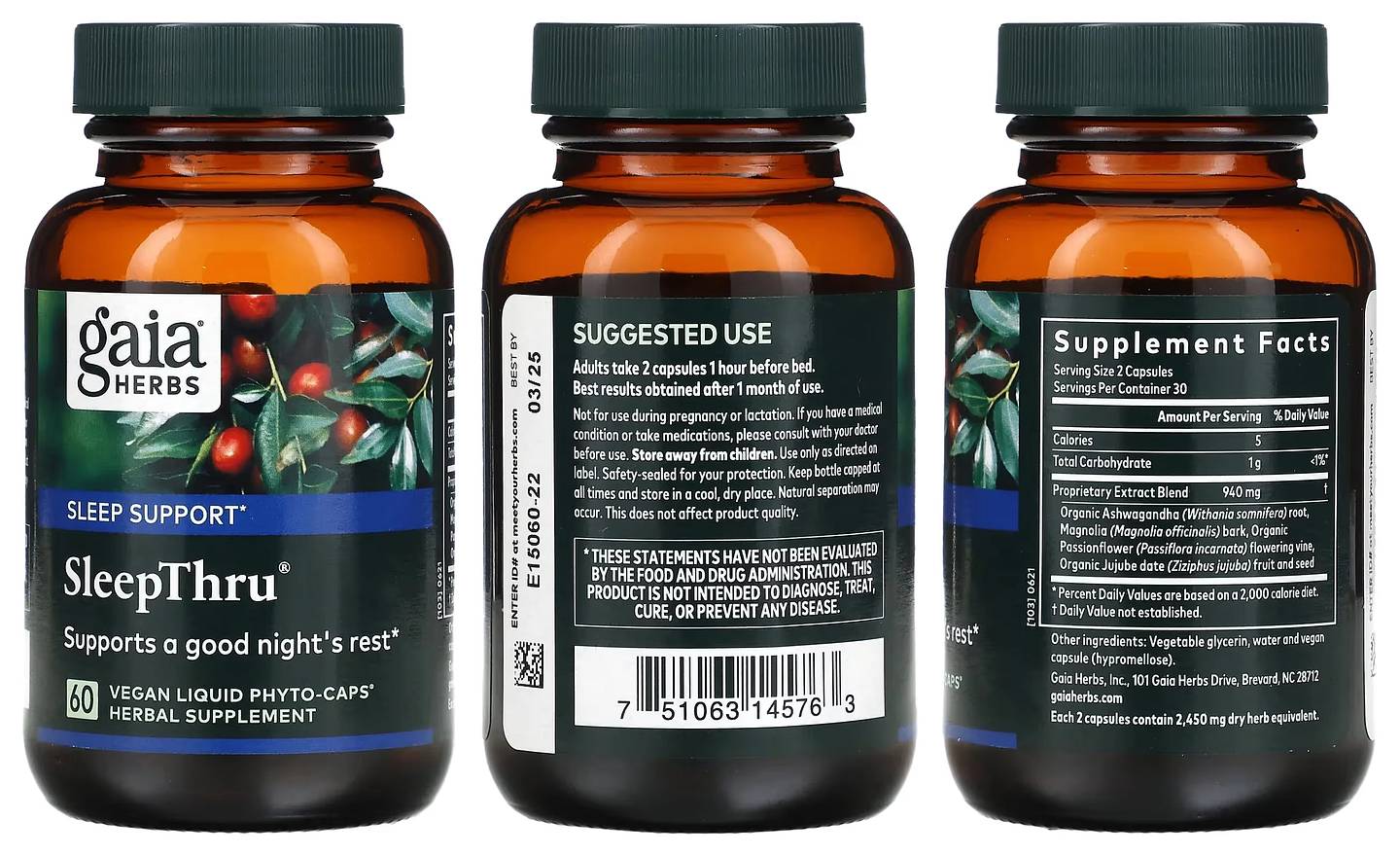 Gaia Herbs, SleepThru packaging