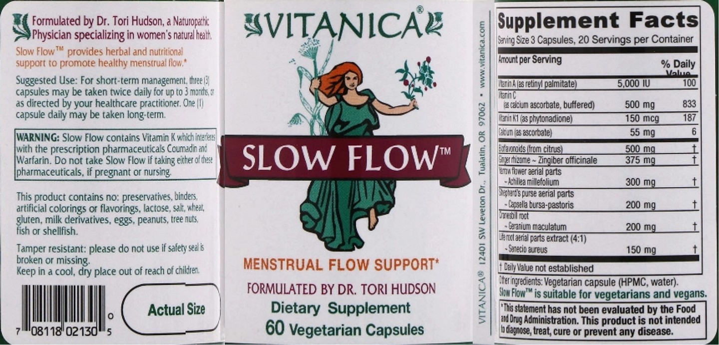 Vitanica, Slow Flow, Healthy Menstrual Flow label