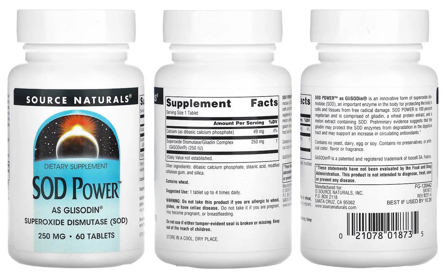 Source Naturals, SOD Power packaging