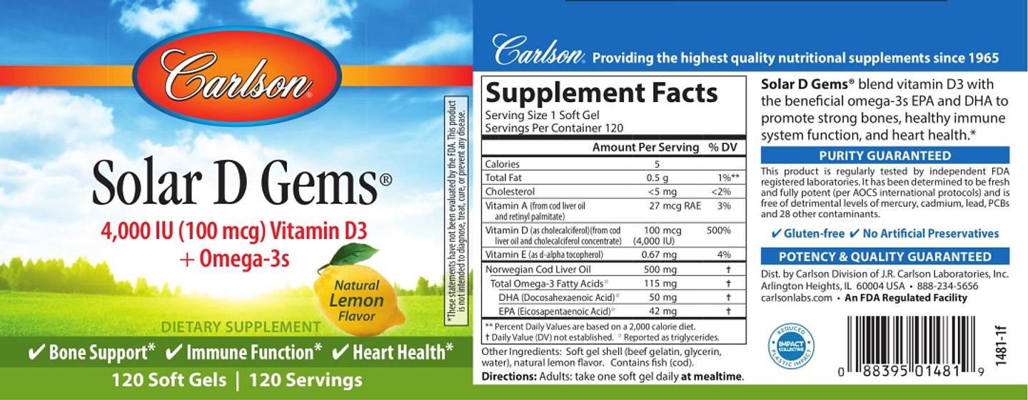 Carlson, Solar D Gems, Natural Lemon label