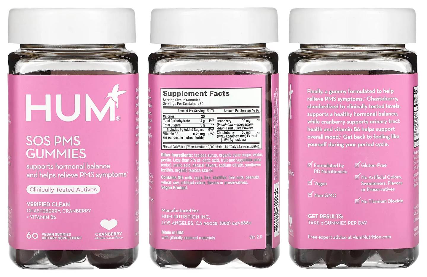 HUM Nutrition, SOS PMS Gummies packaging