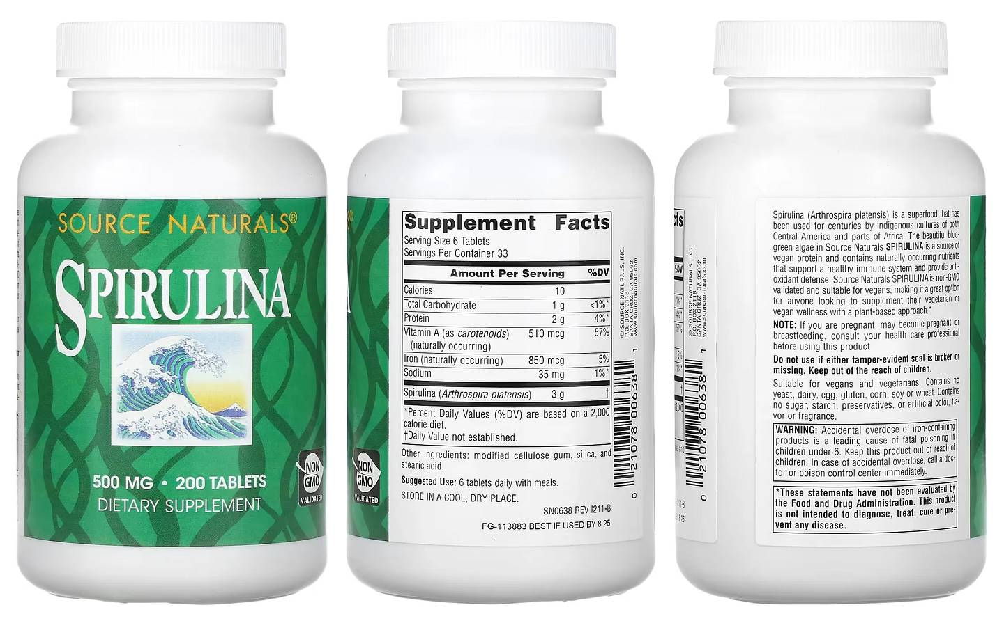 Source Naturals, Spirulina packaging