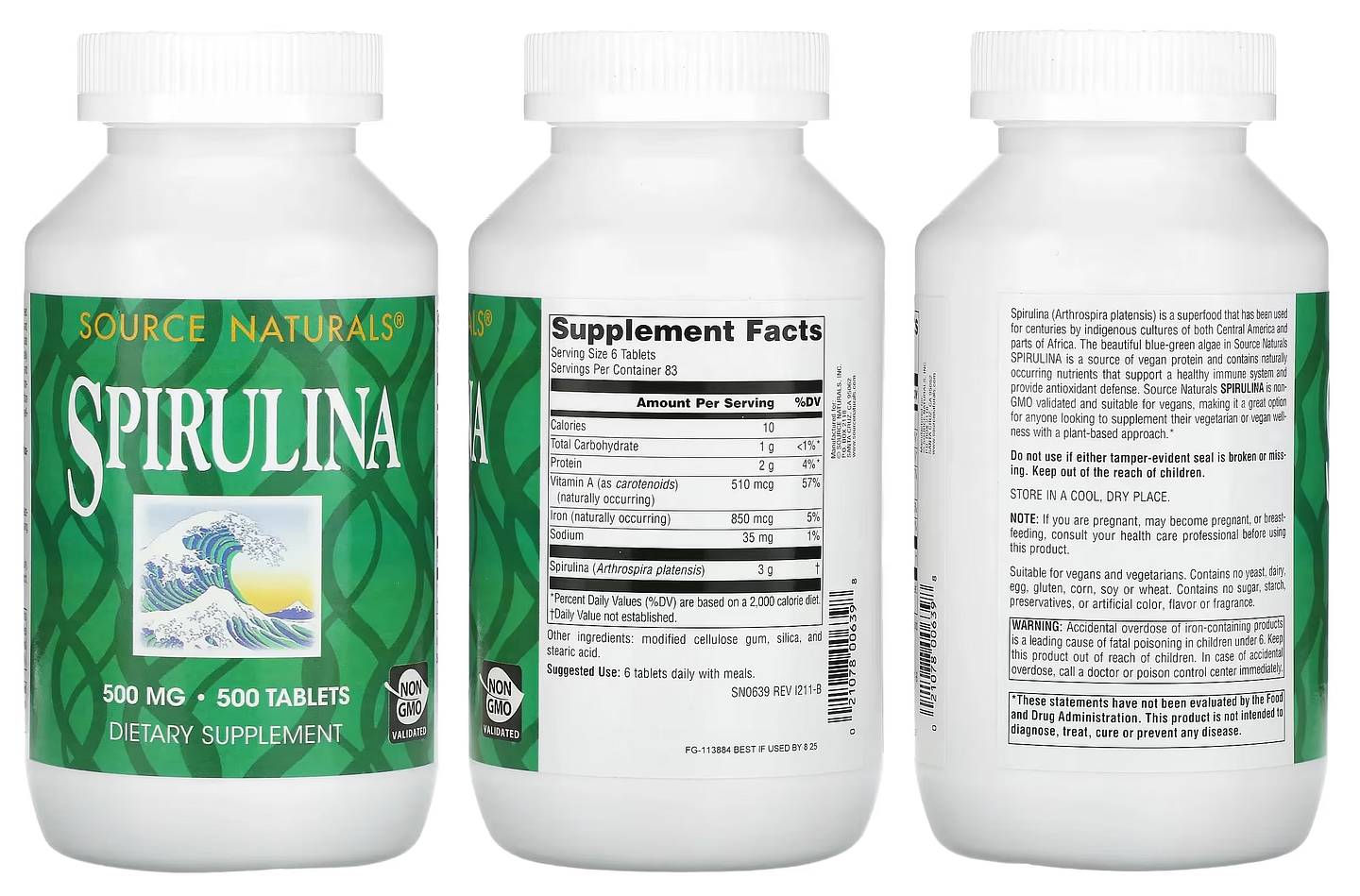 Source Naturals, Spirulina packaging