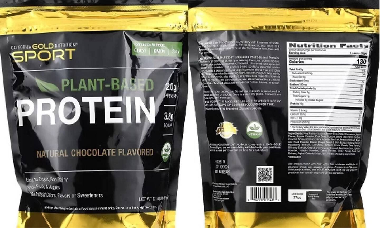 California Gold Nutrition, Sport, Plant-Based Protein, Chocolate label