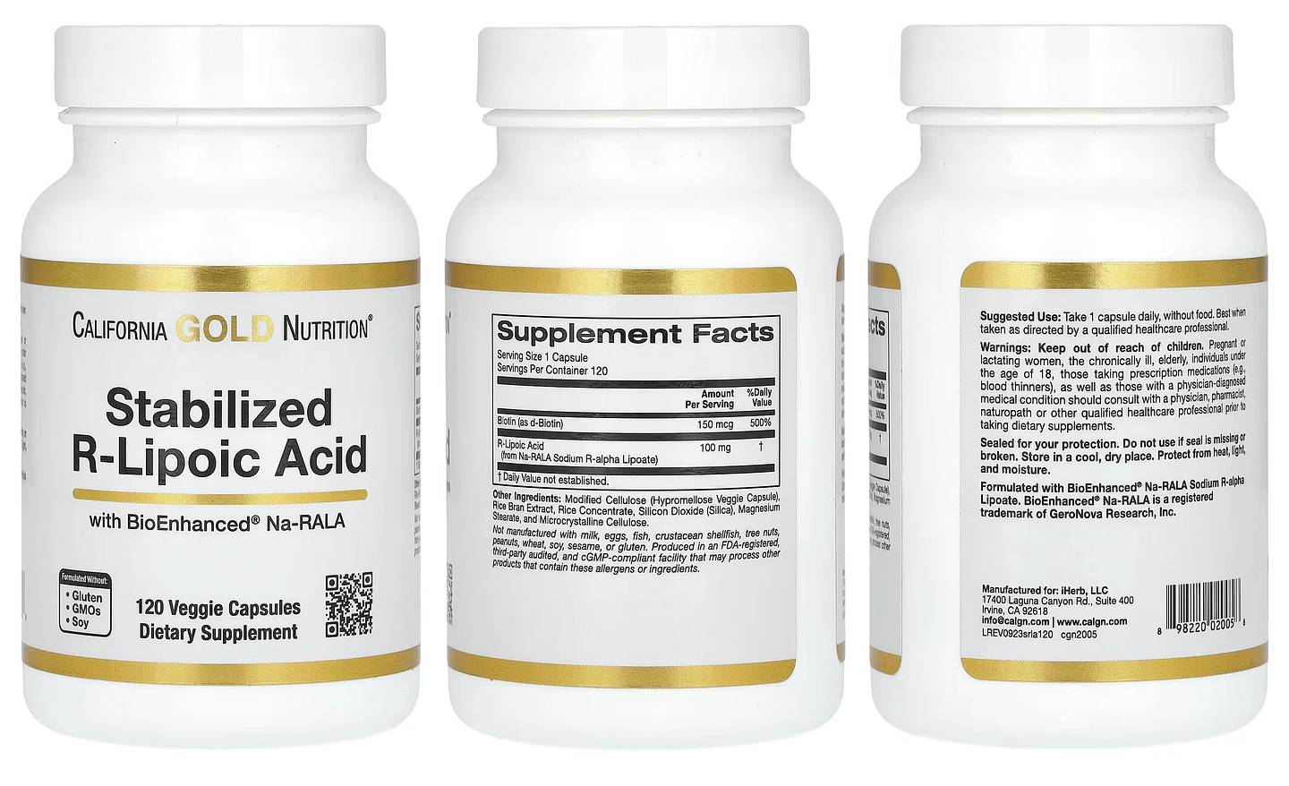 California Gold Nutrition, Stabilized R-Lipoic Acid packaging