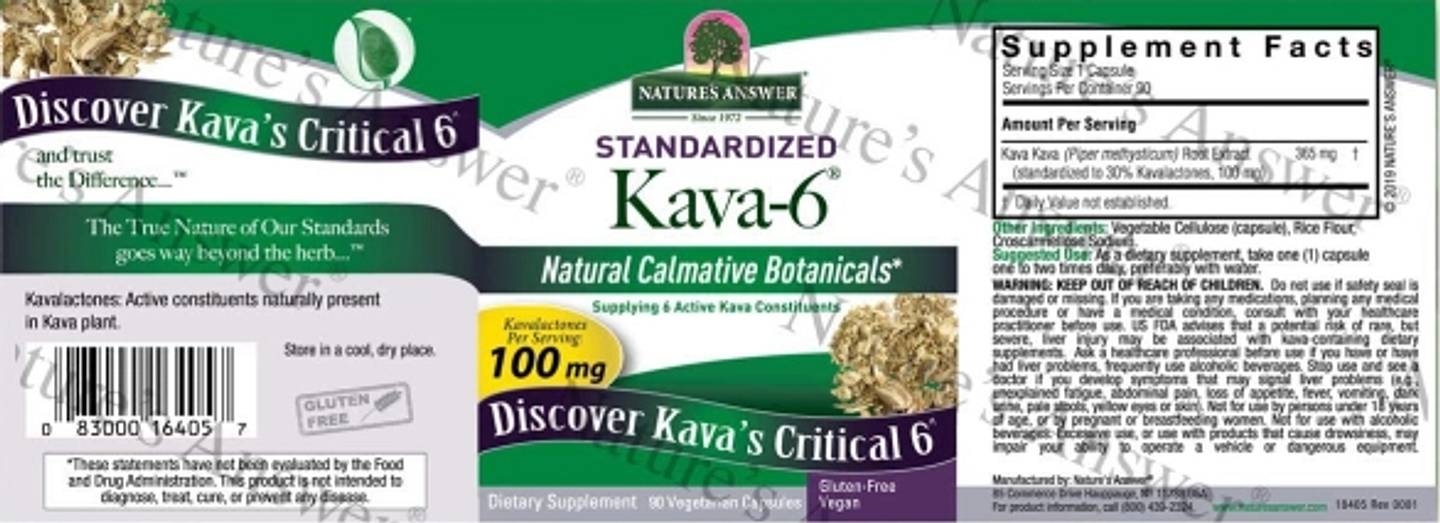 Nature's Answer, Standardized Kava-6 label