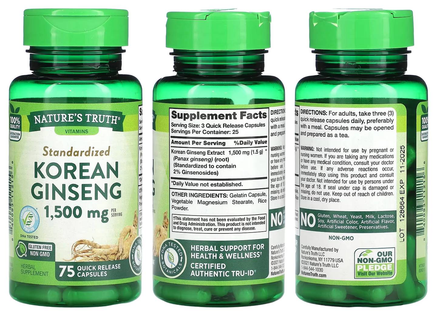 Nature's Truth, Standardized Korean Ginseng packaging