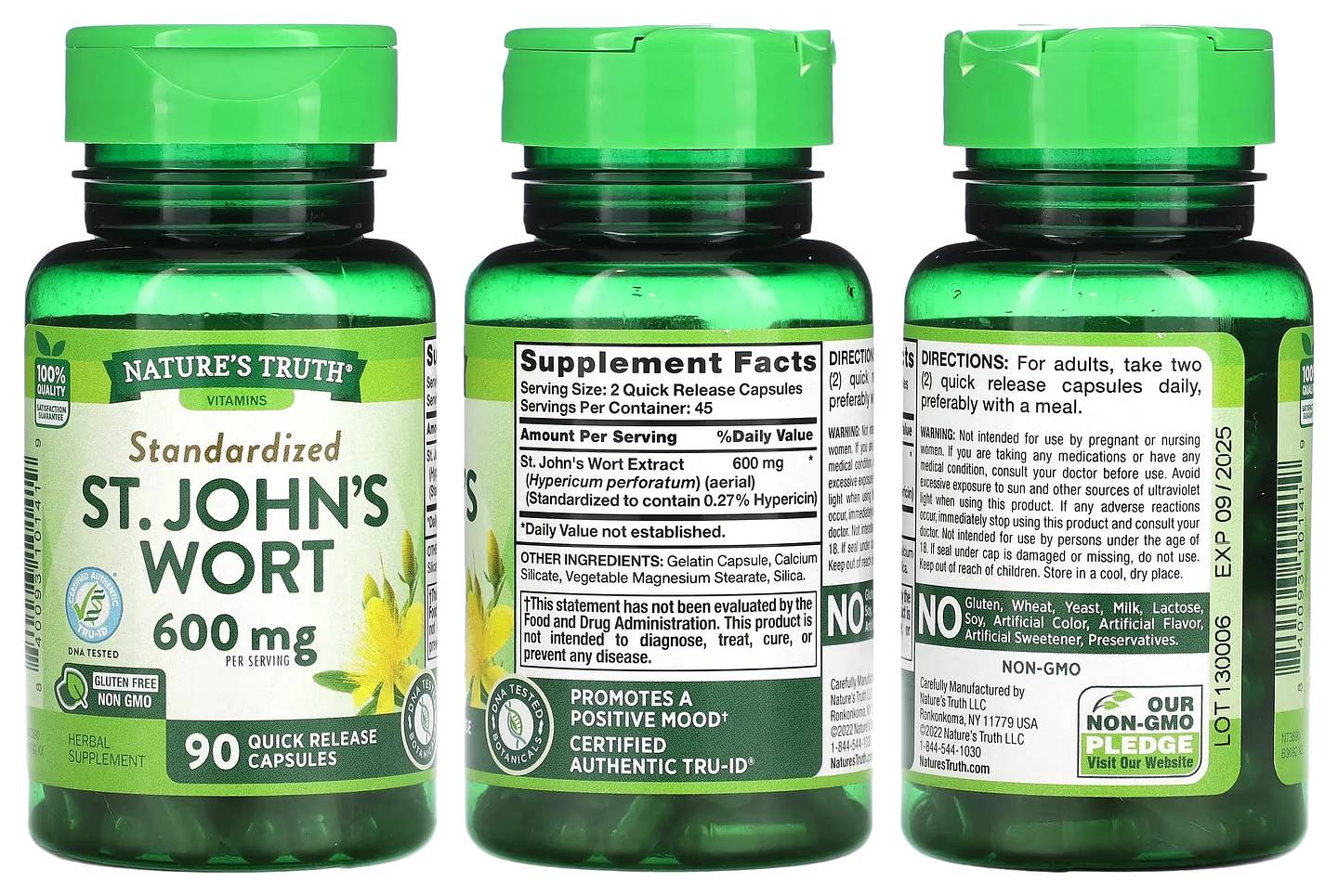 Nature's Truth, Standardized St. John's Wort packaging