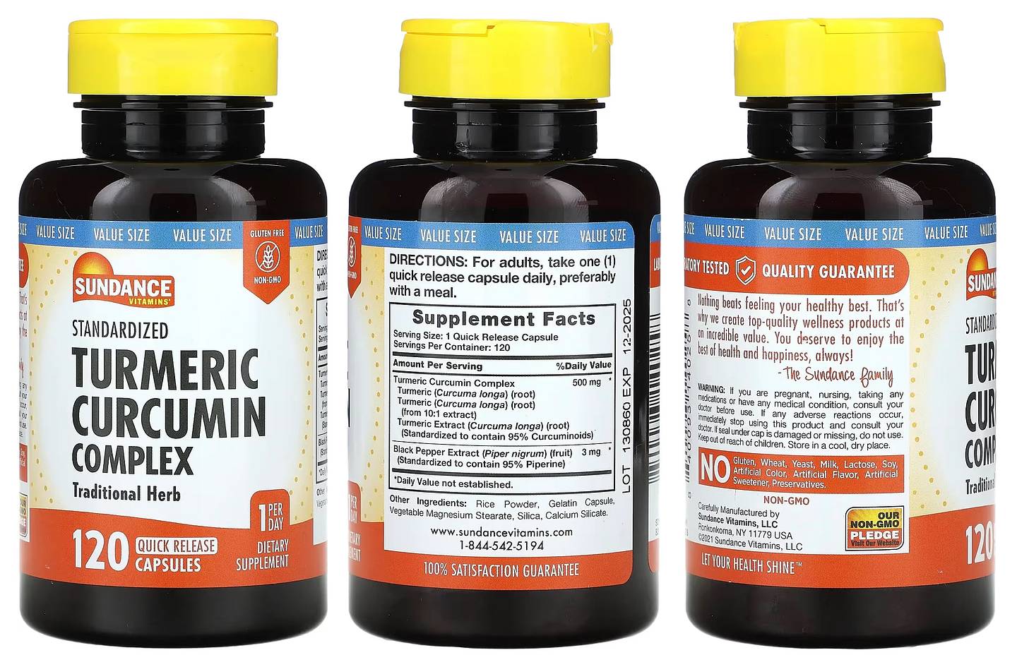 Sundance Vitamins, Standardized Turmeric Curcumin Complex packaging