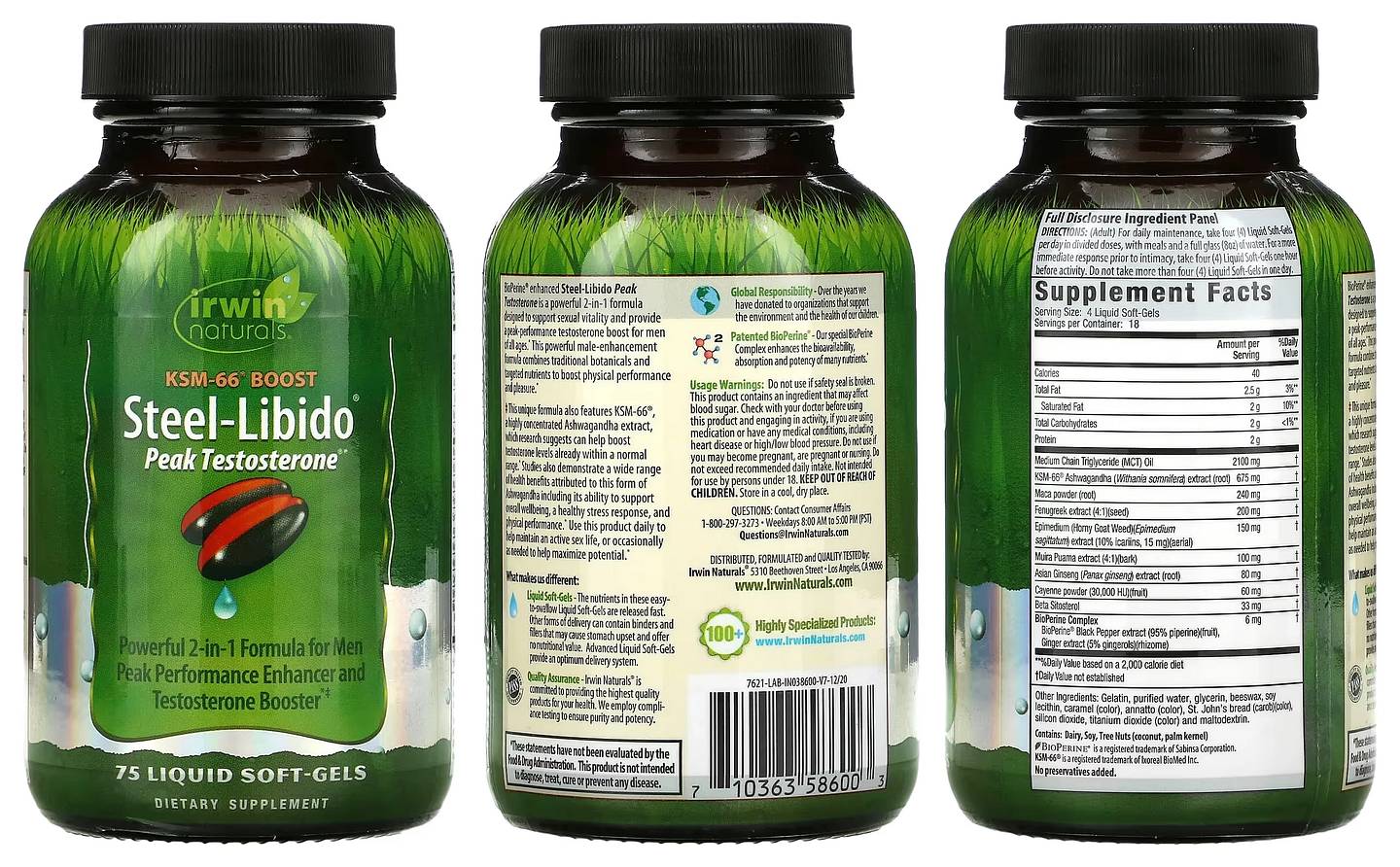 Irwin Naturals, Steel-Libido packaging