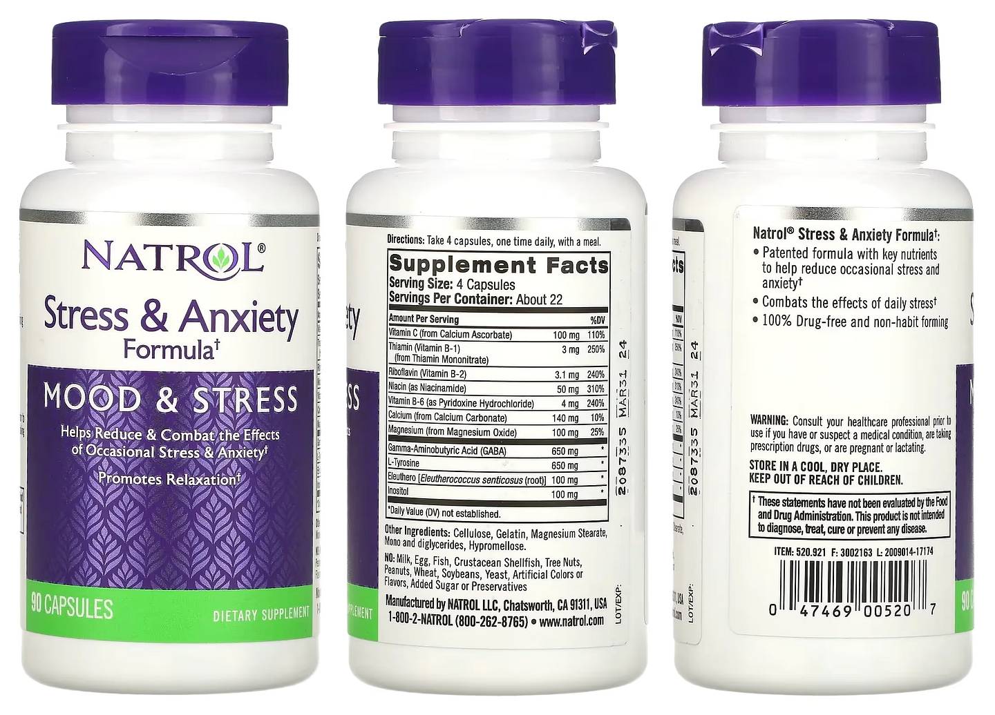 Natrol, Stress & Anxiety Formula packaging