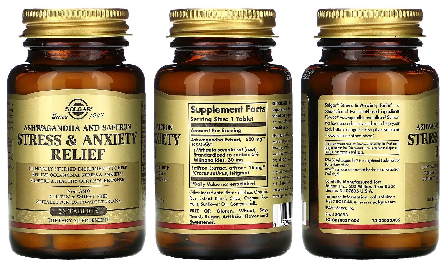 Solgar, Stress & Anxiety Relief packaging