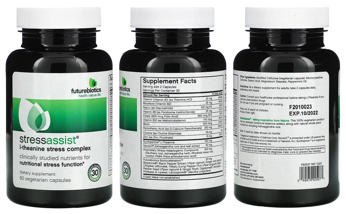 Futurebiotics, Stressassist, L-Theanine Stress Complex packaging