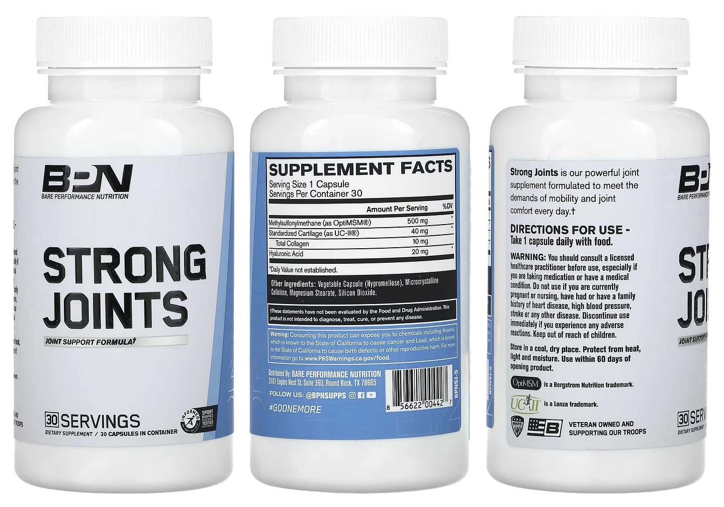 Bare Performance Nutrition, Strong Joints packaging