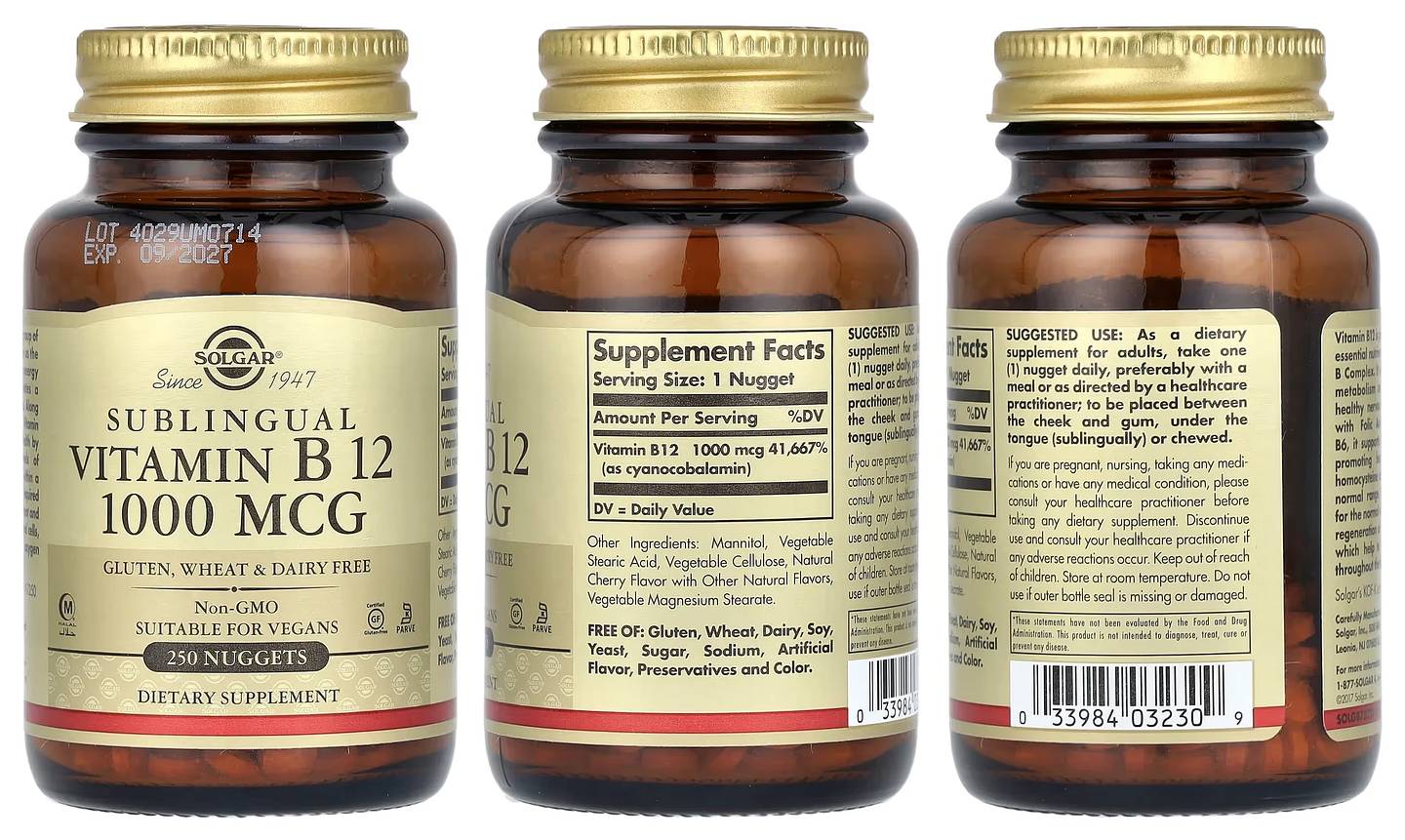 Solgar, Sublingual Vitamin B12 packaging