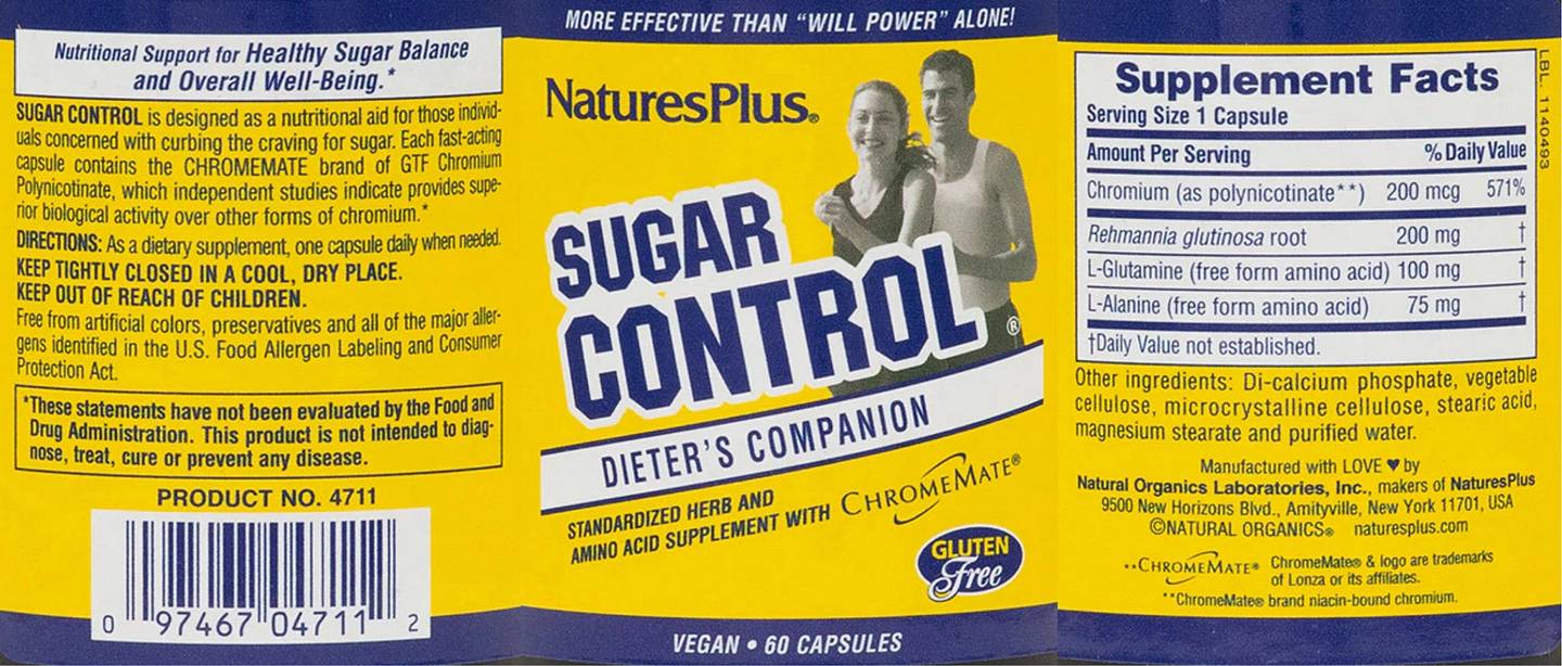 NaturesPlus, Sugar Control label