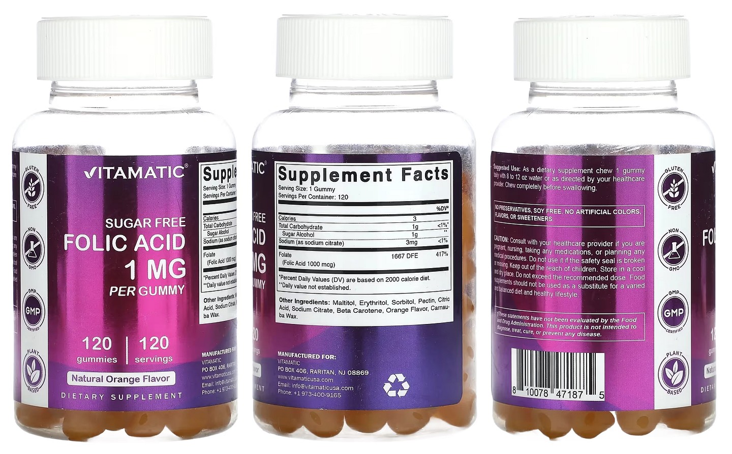 Vitamatic, Sugar Free Folic Acid packaging