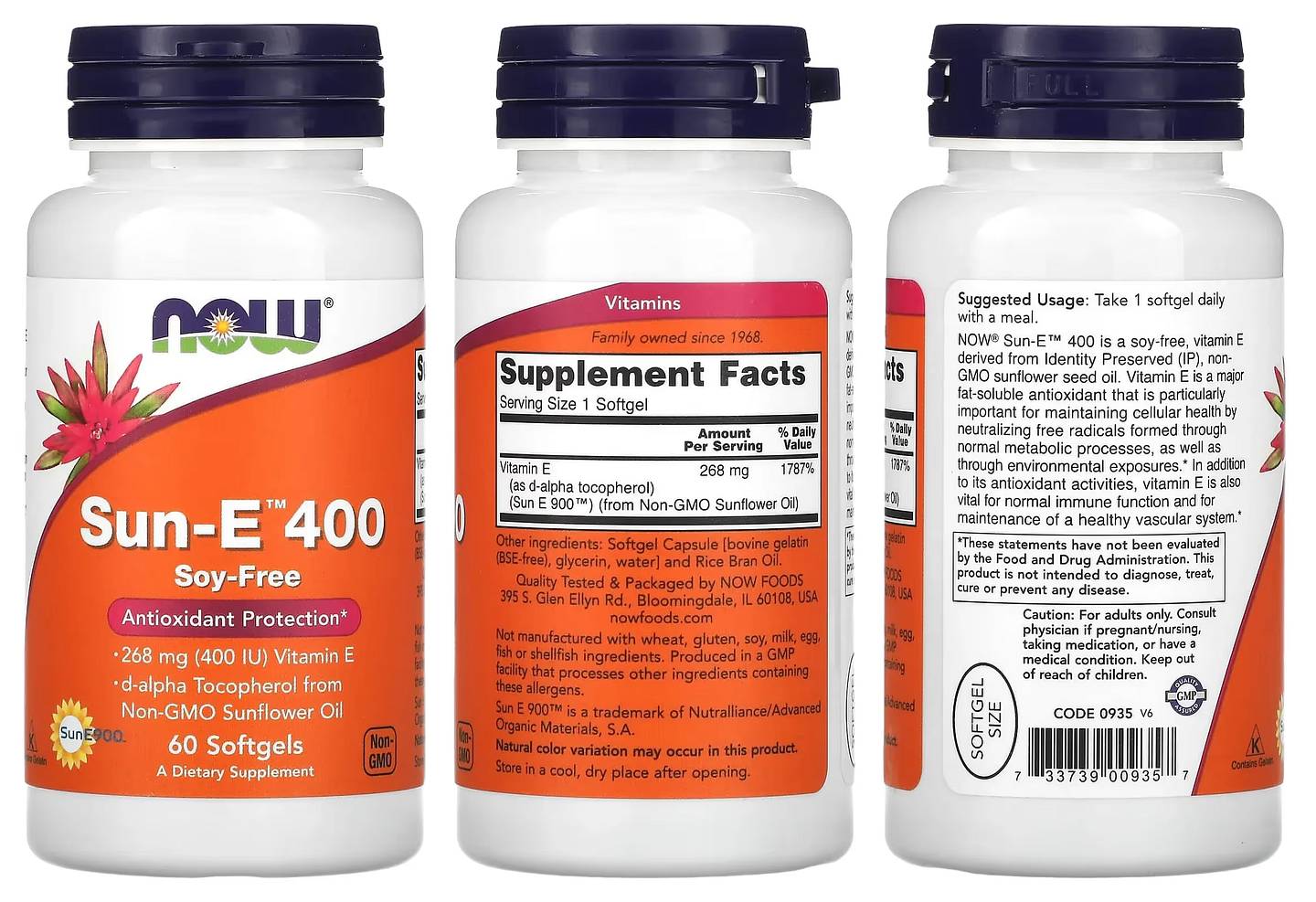 NOW Foods, Sun-E 400 packaging