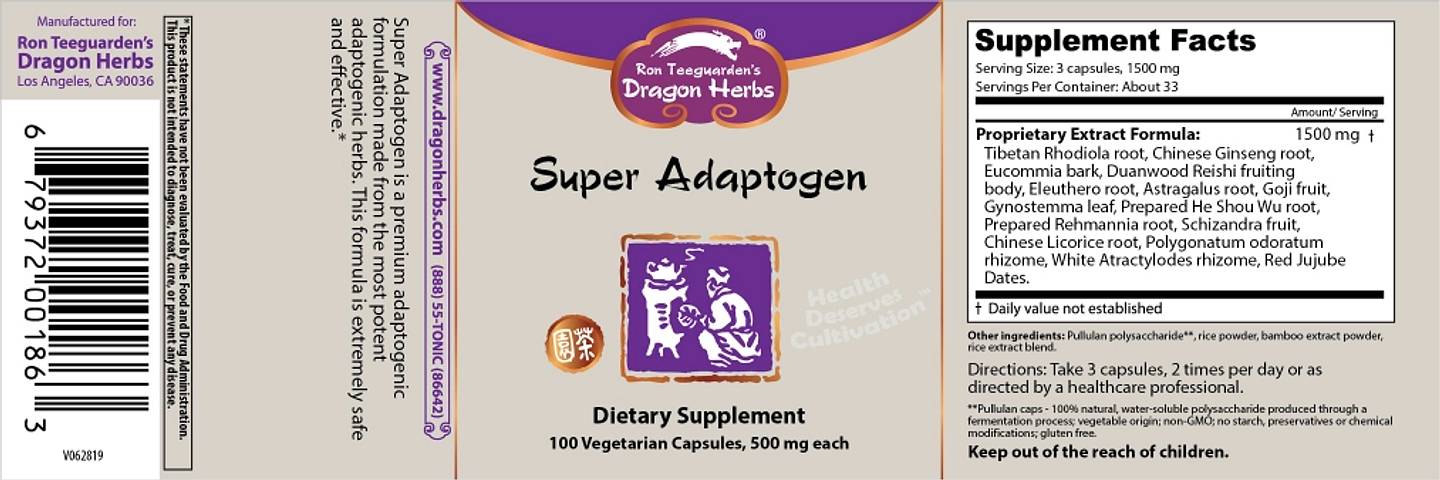 Dragon Herbs, Super Adaptogen label