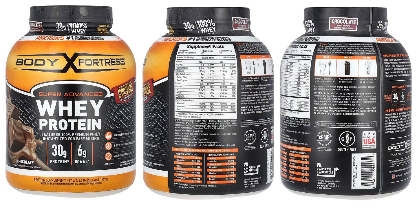 Body Fortress, Super Advanced Whey Protein, Chocolate packaging
