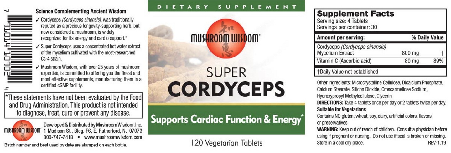 Mushroom Wisdom, Super Cordyceps label