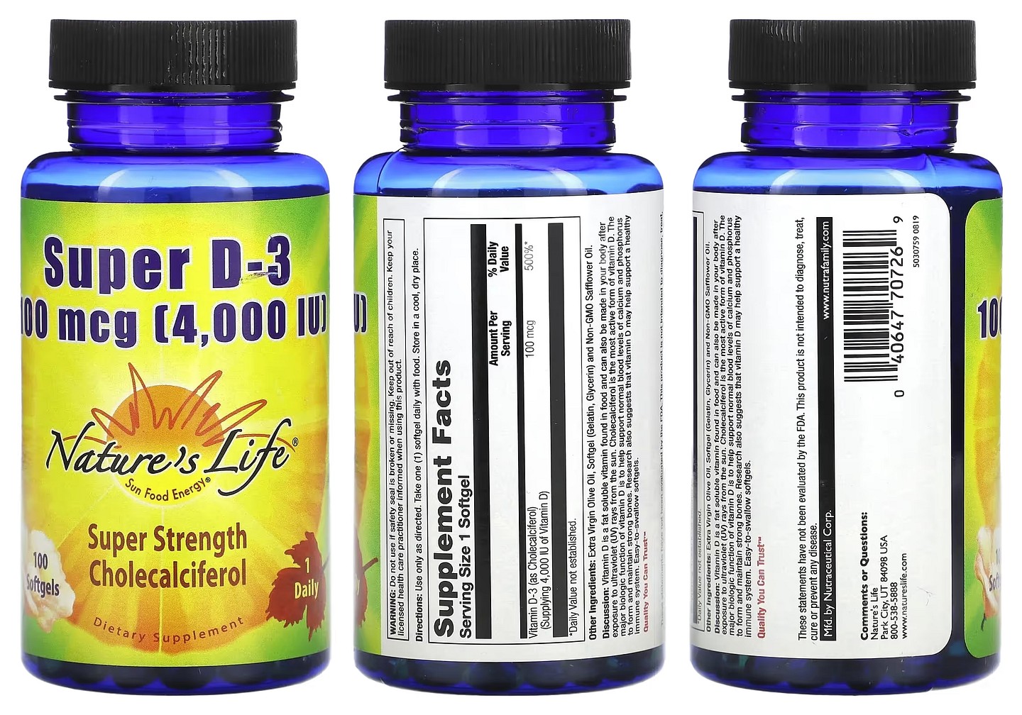 Nature's Life, Super D-3 packaging