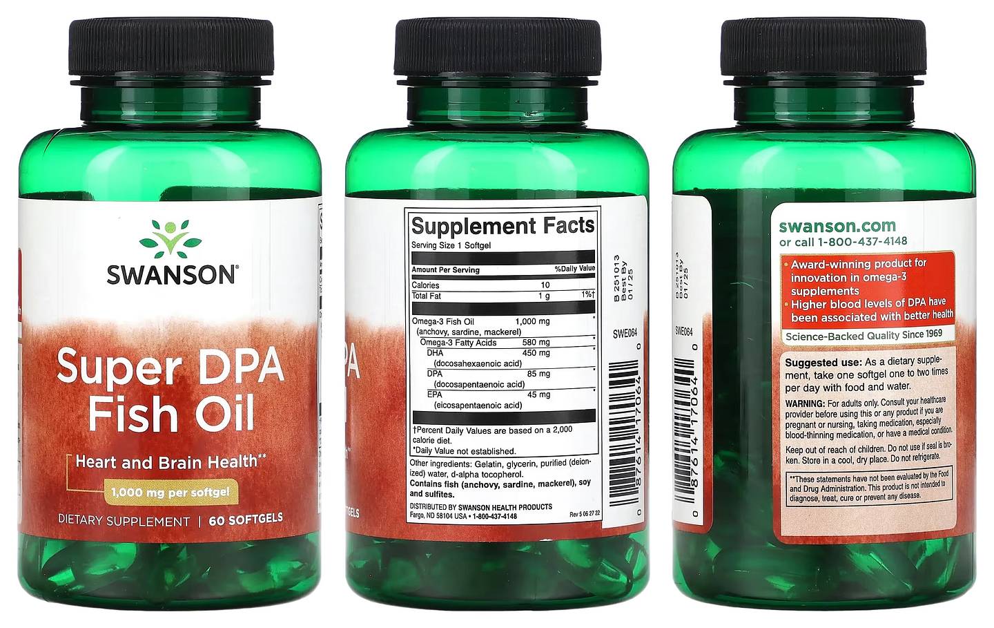 Swanson, Super DPA Fish Oil packaging