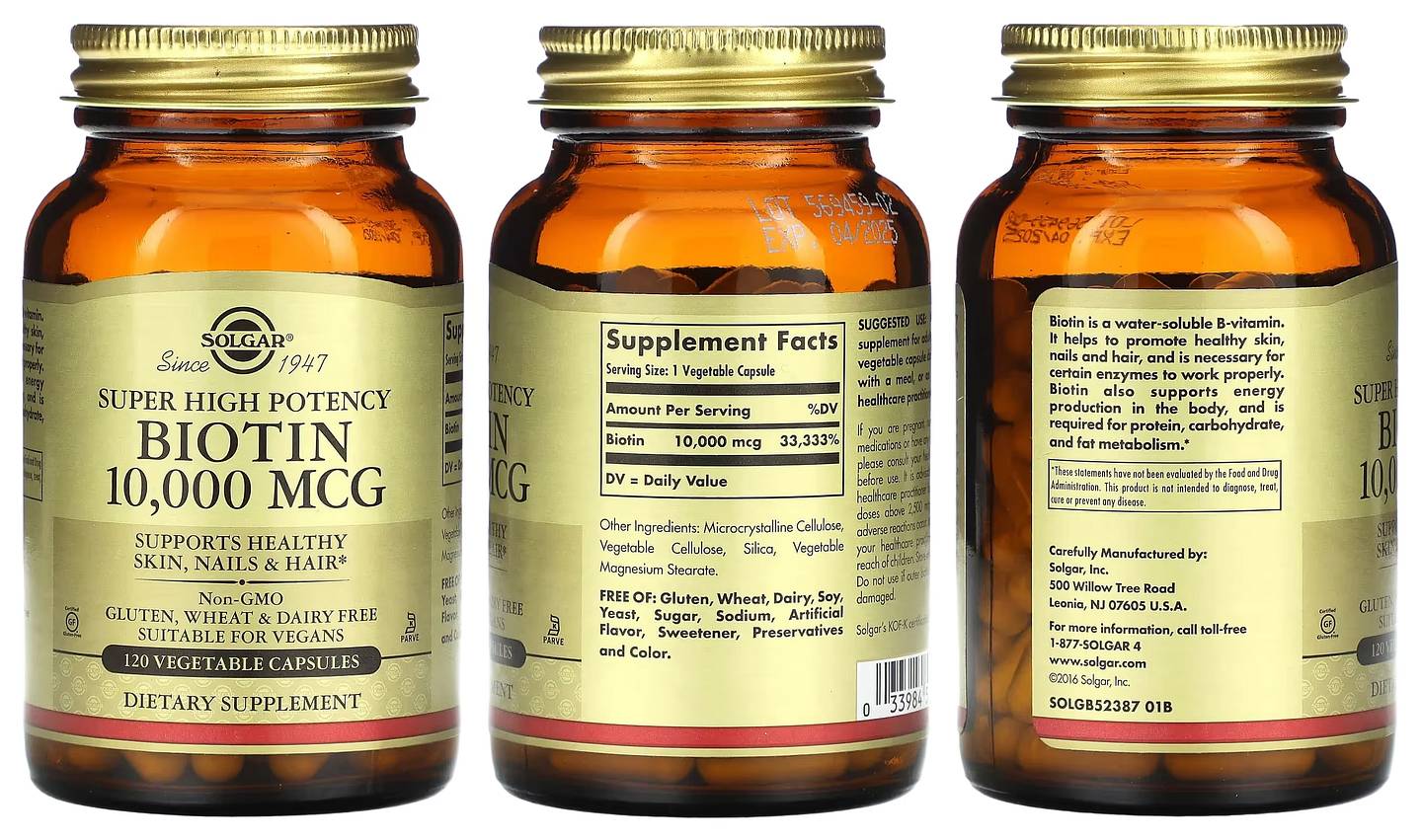 Solgar, Super High Potency Biotin packaging