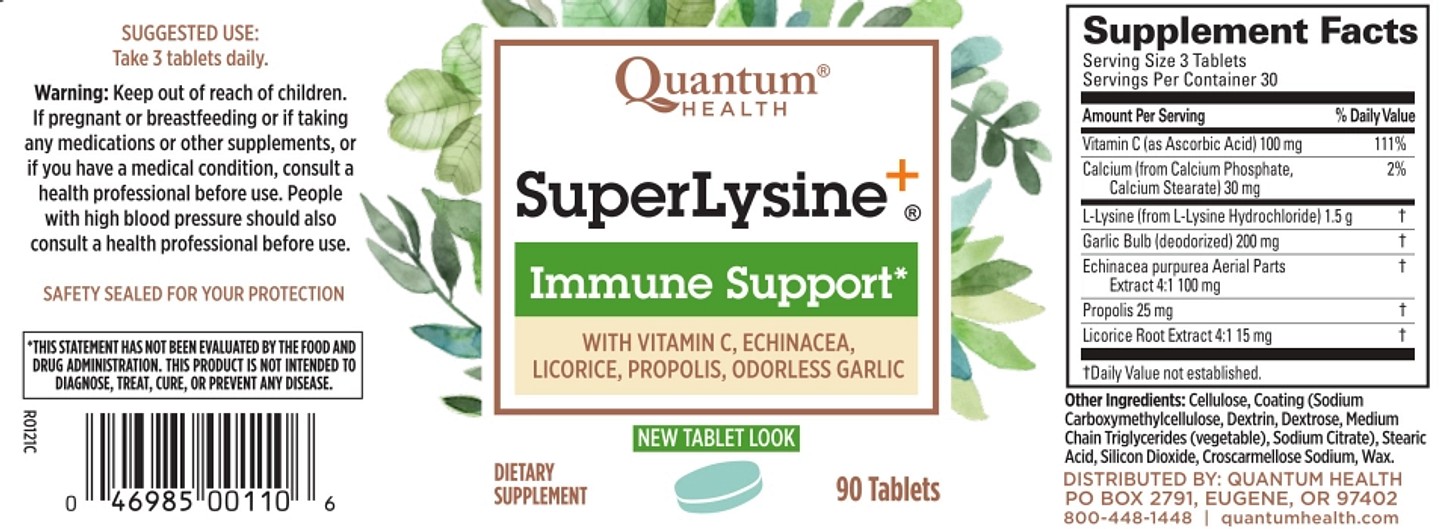 Quantum Health, Super Lysine+ label