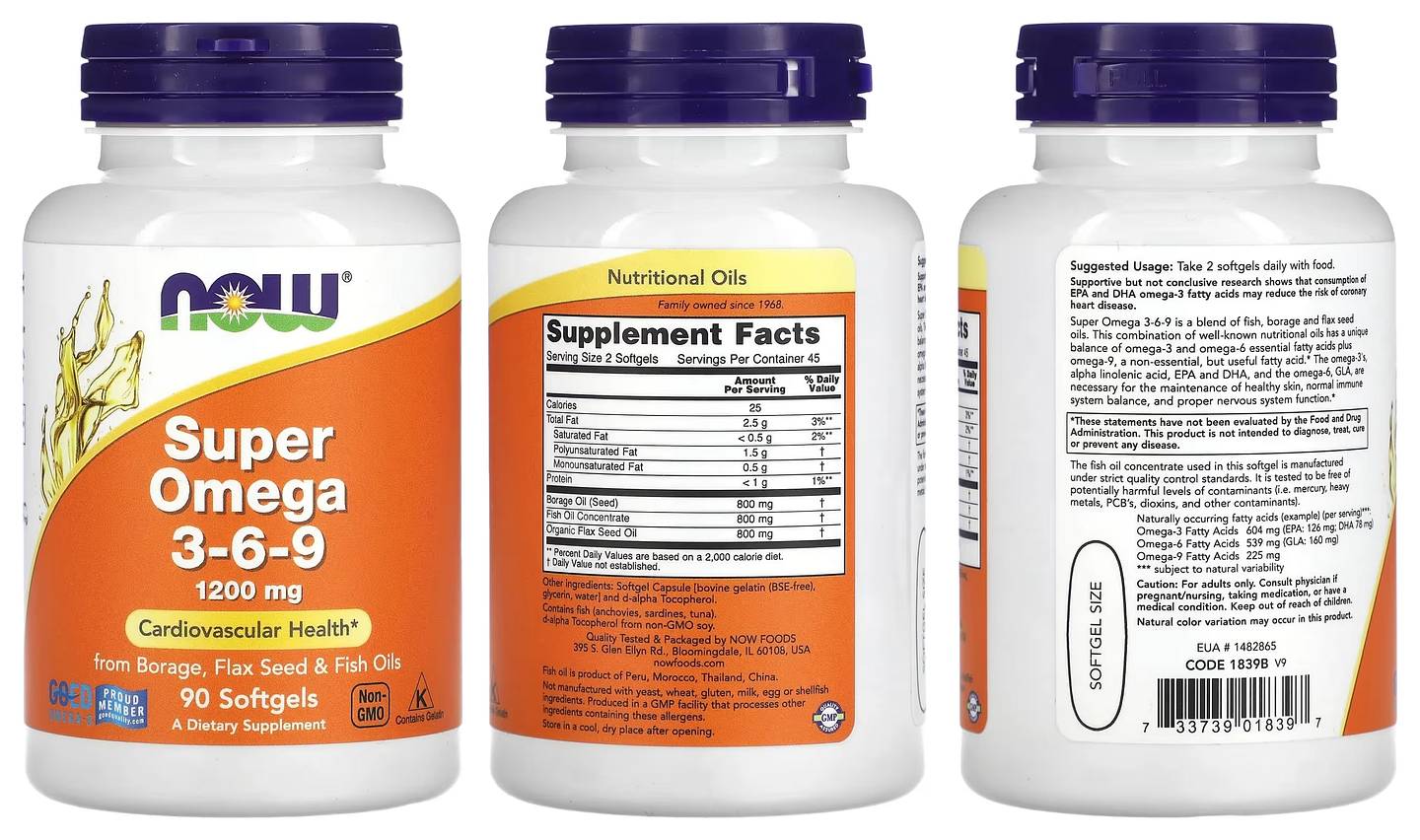 NOW Foods, Super Omega 3-6-9 packaging