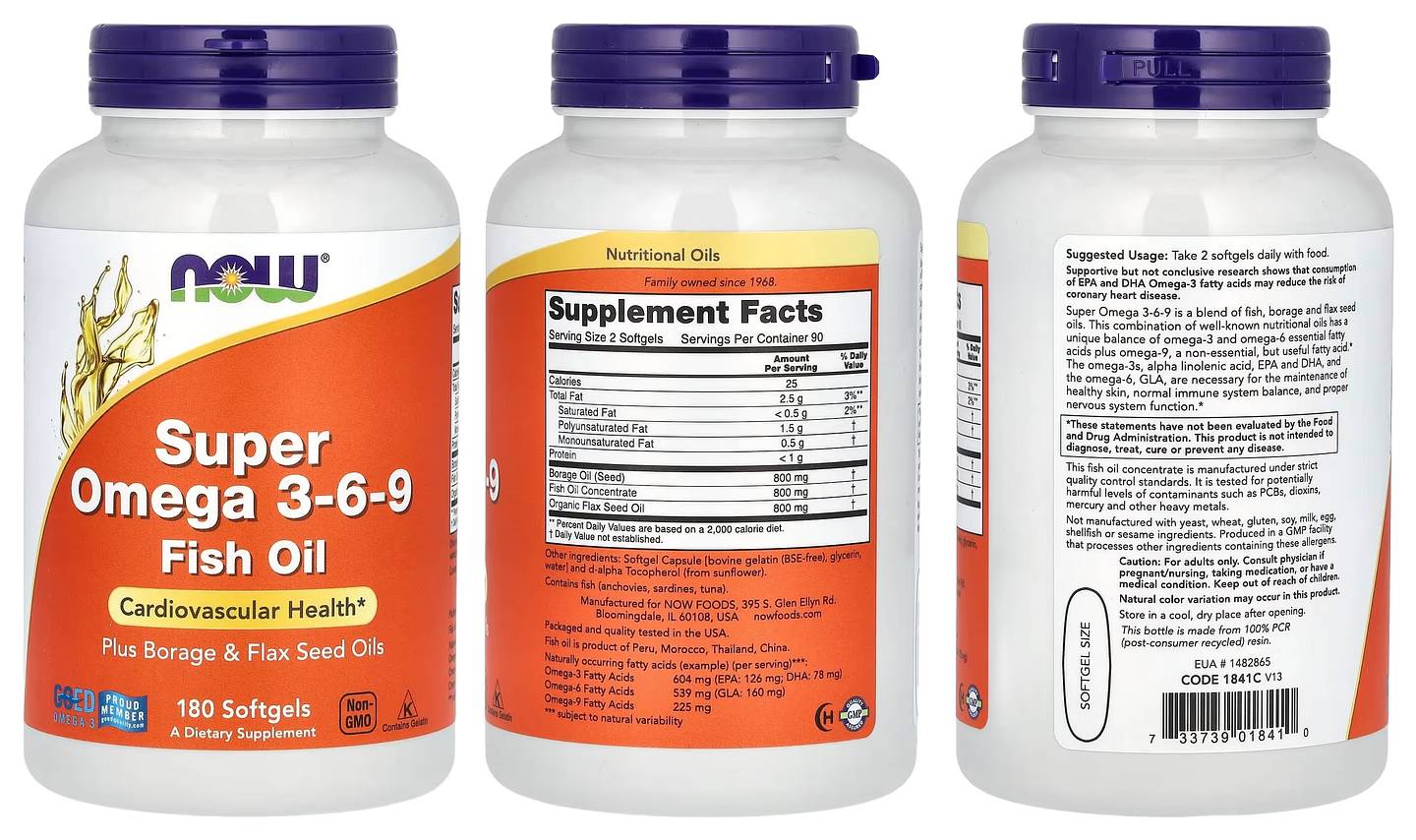 NOW Foods, Super Omega 3-6-9 packaging