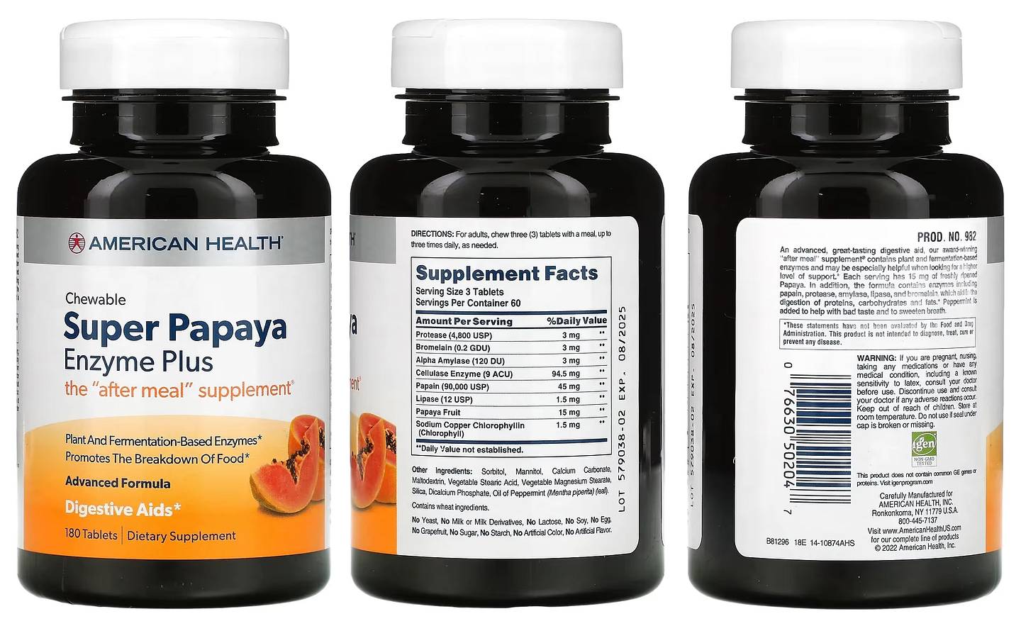 American Health, Super Papaya Enzyme Plus packaging