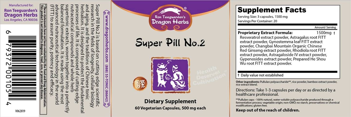 Dragon Herbs, Super Pill No. 2 label