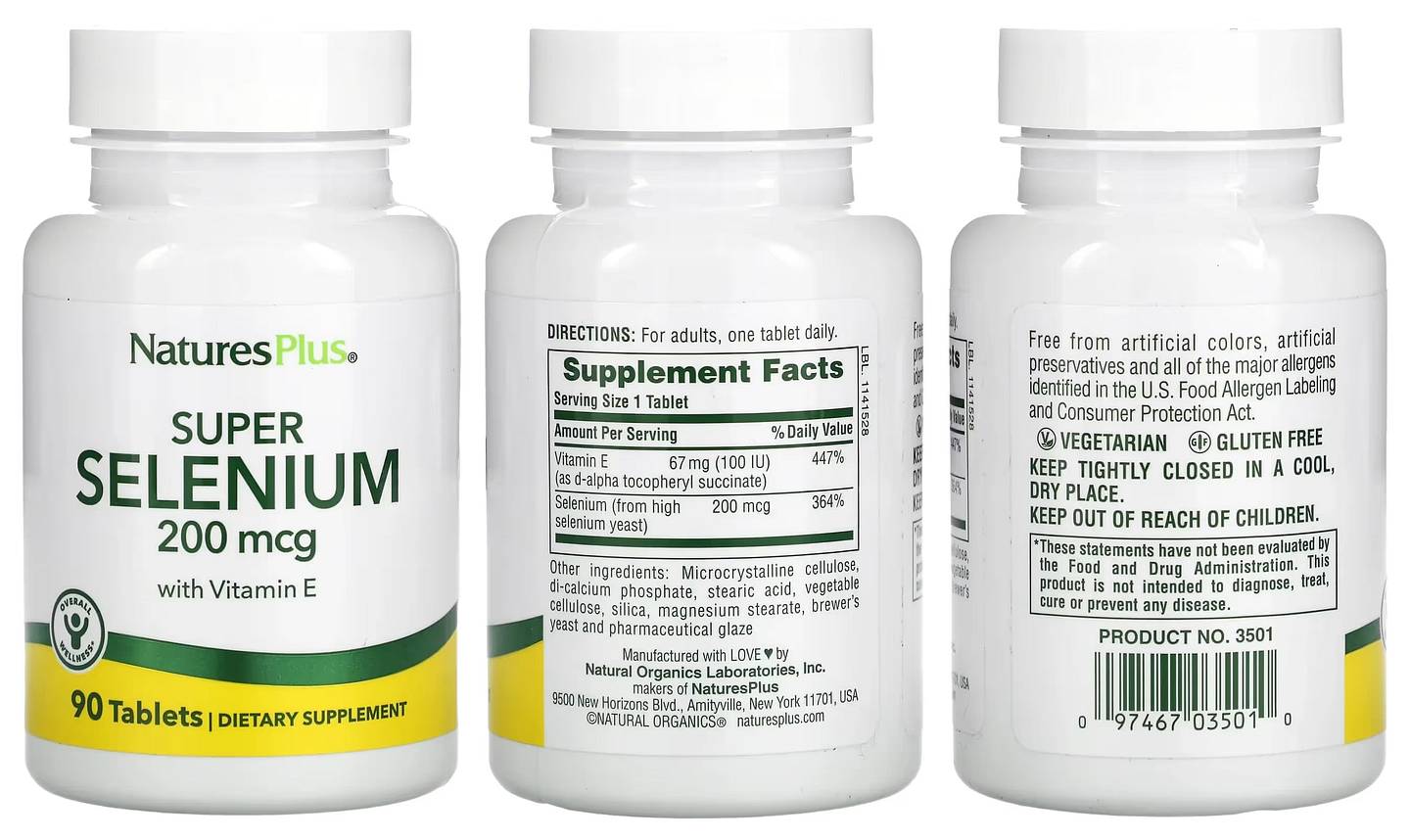 NaturesPlus, Super Selenium With Vitamin E packaging