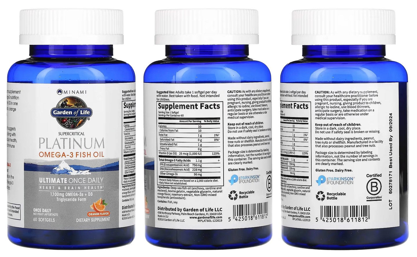 Minami Nutrition, Supercritical Platinum, Omega-3 Fish Oil, Orange packaging